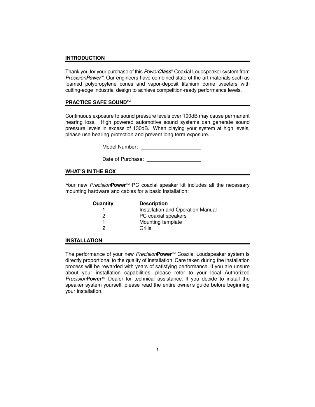 Directed Electronics Coaxial Speakers manual Introduction, Practice Safe Soundtm, WHAT’S in the BOX, Installation 