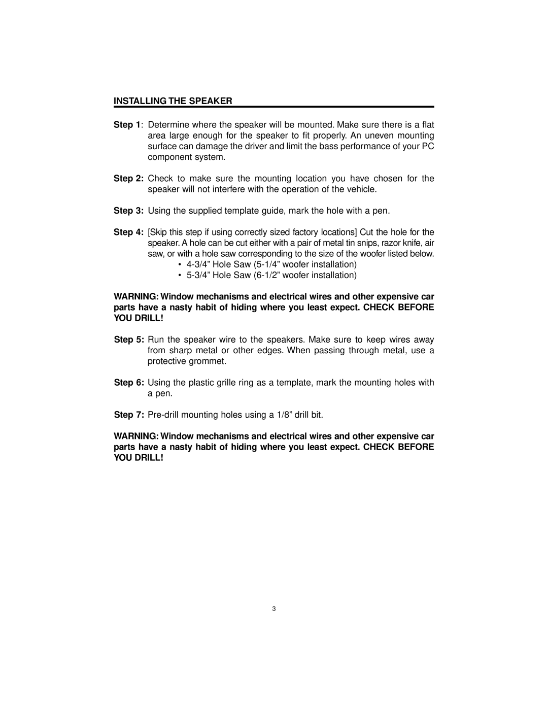 Directed Electronics Coaxial Speakers manual Installing the Speaker 