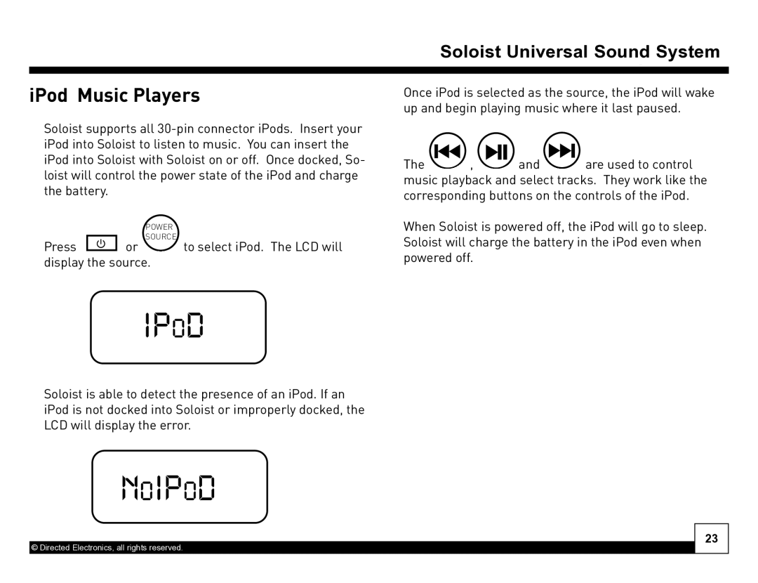 Directed Electronics Desktop Docking Station manual IPod Music Players 