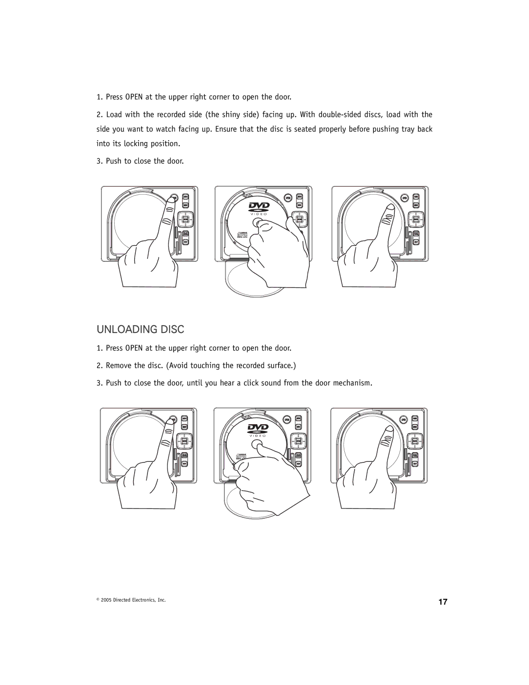 Directed Electronics DV-POD manual Unloading Disc 