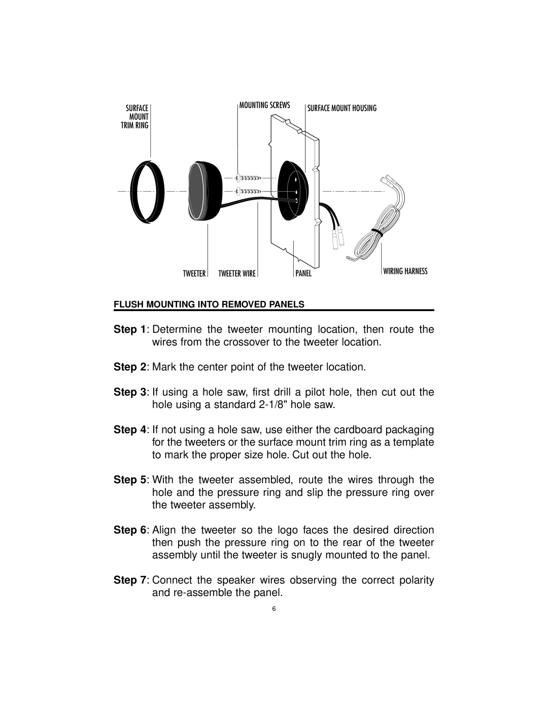 Directed Electronics G38106 manual Flush Mounting Into Removed Panels 