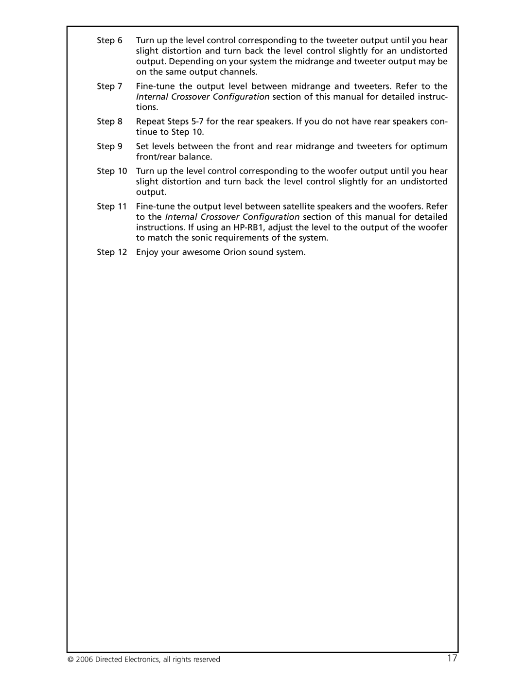 Directed Electronics HCCA-D1200 warranty Directed Electronics, all rights reserved 