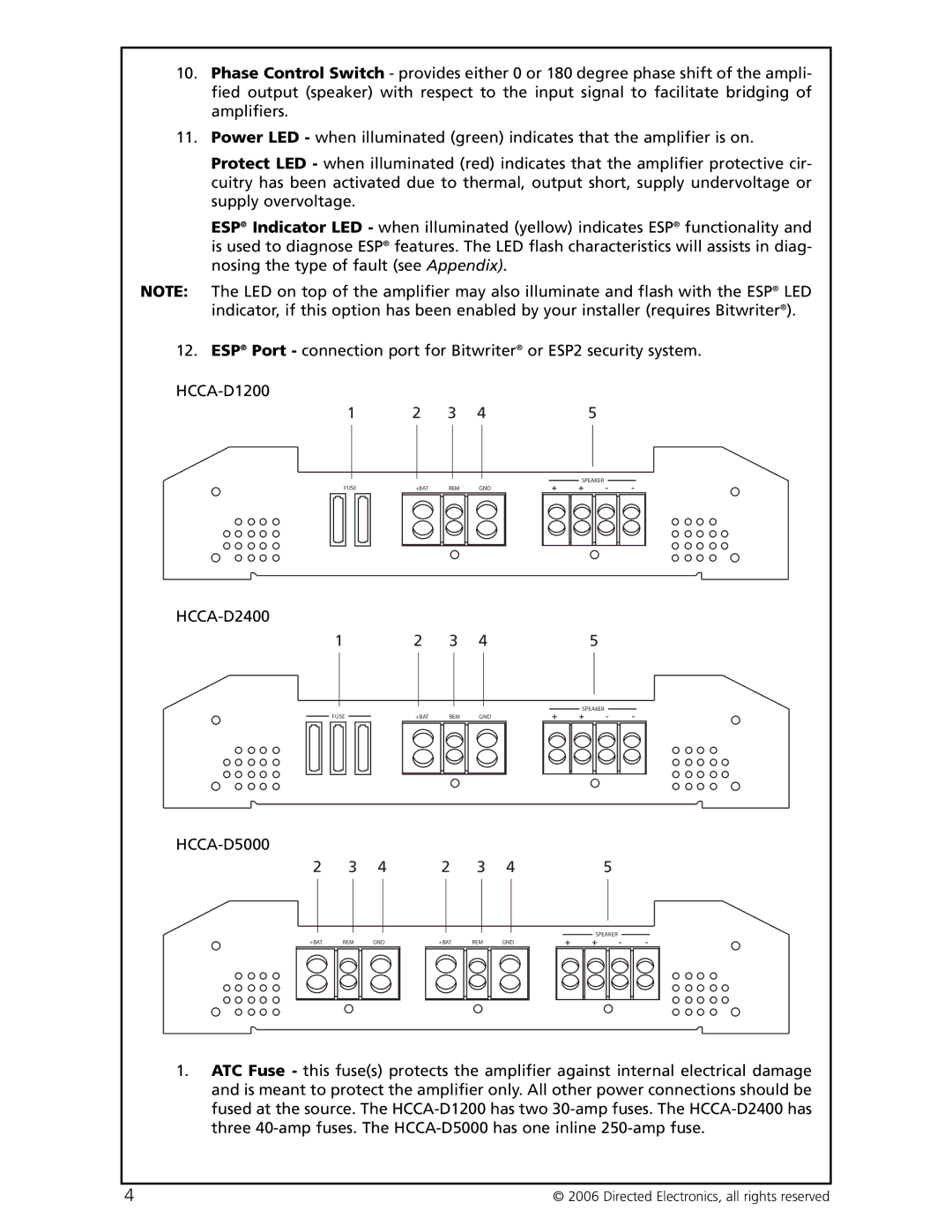 Directed Electronics HCCA-D1200 warranty HCCA-D2400 