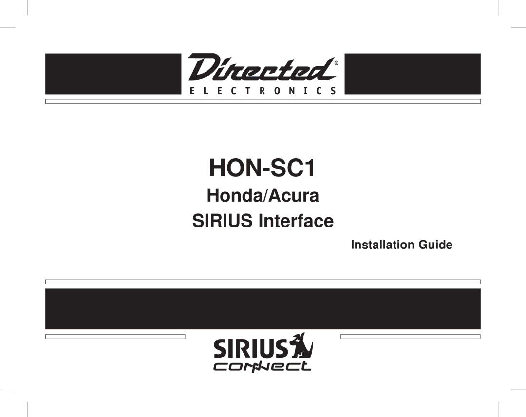 Directed Electronics HON-SC1 manual Installation Guide 