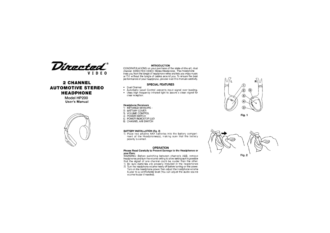 Directed Electronics HP200 manual 3012 -/,++ 