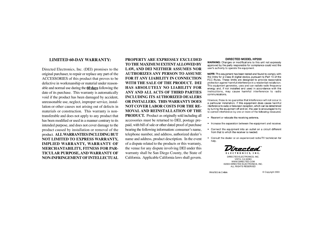 Directed Electronics HP200 manual Rqsqyml Gfdli \IWWITYH, ~1/32z 0z+v2zy 2 z /0.y3x21 .0 2~1 5v00v-26h, @97A98 =89 ?655 