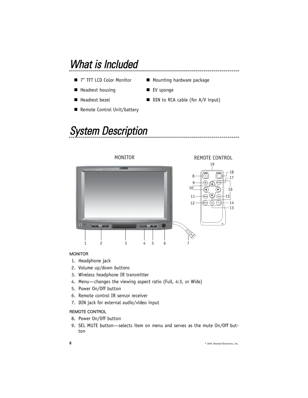 Directed Electronics HVM702A installation manual What is Included, System Description 