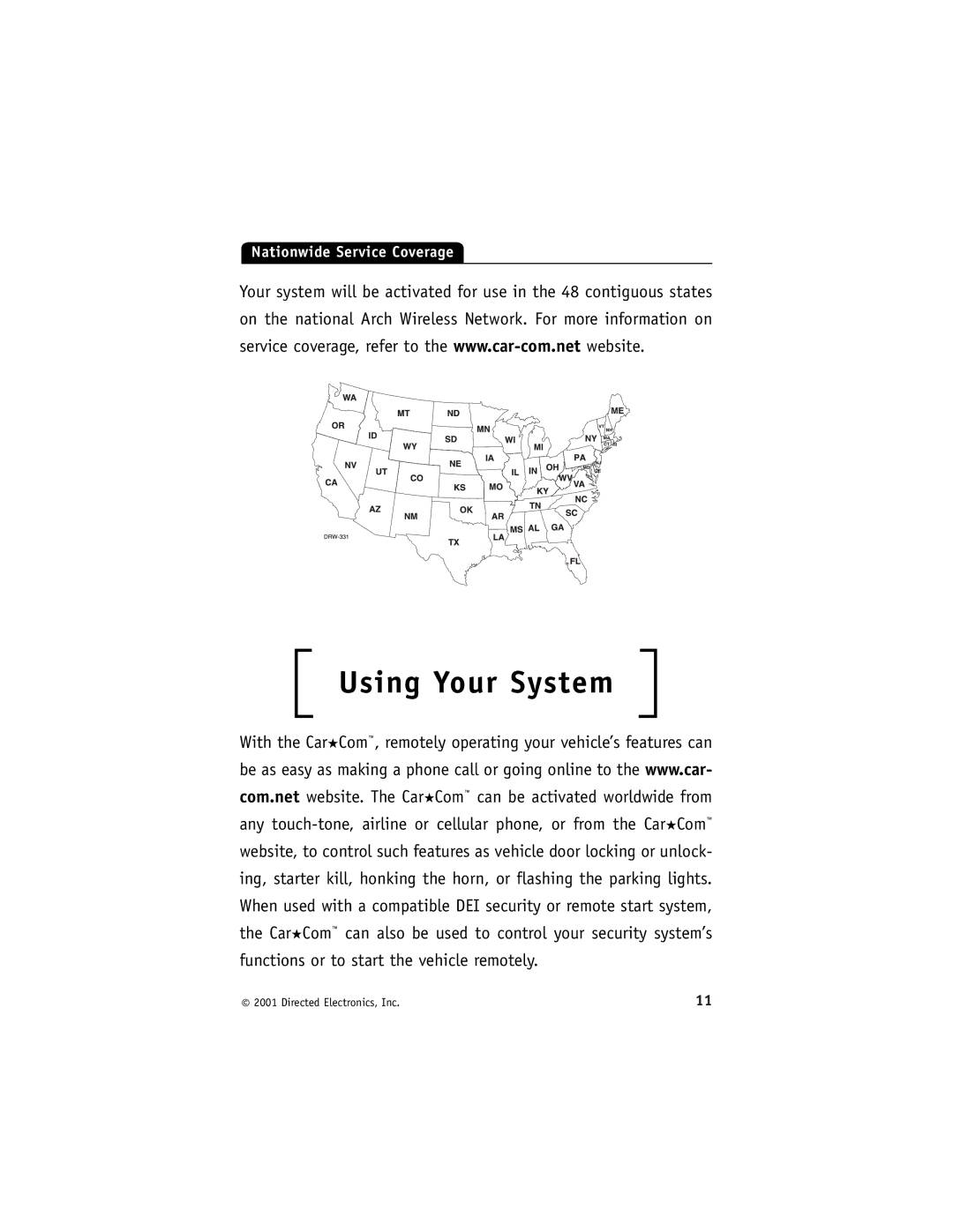 Directed Electronics Model 400 manual Using Your System 