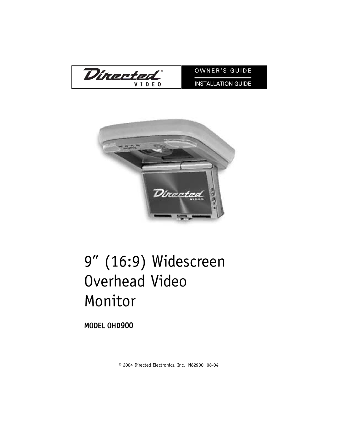 Directed Electronics N82900 manual Widescreen Overhead Video Monitor 