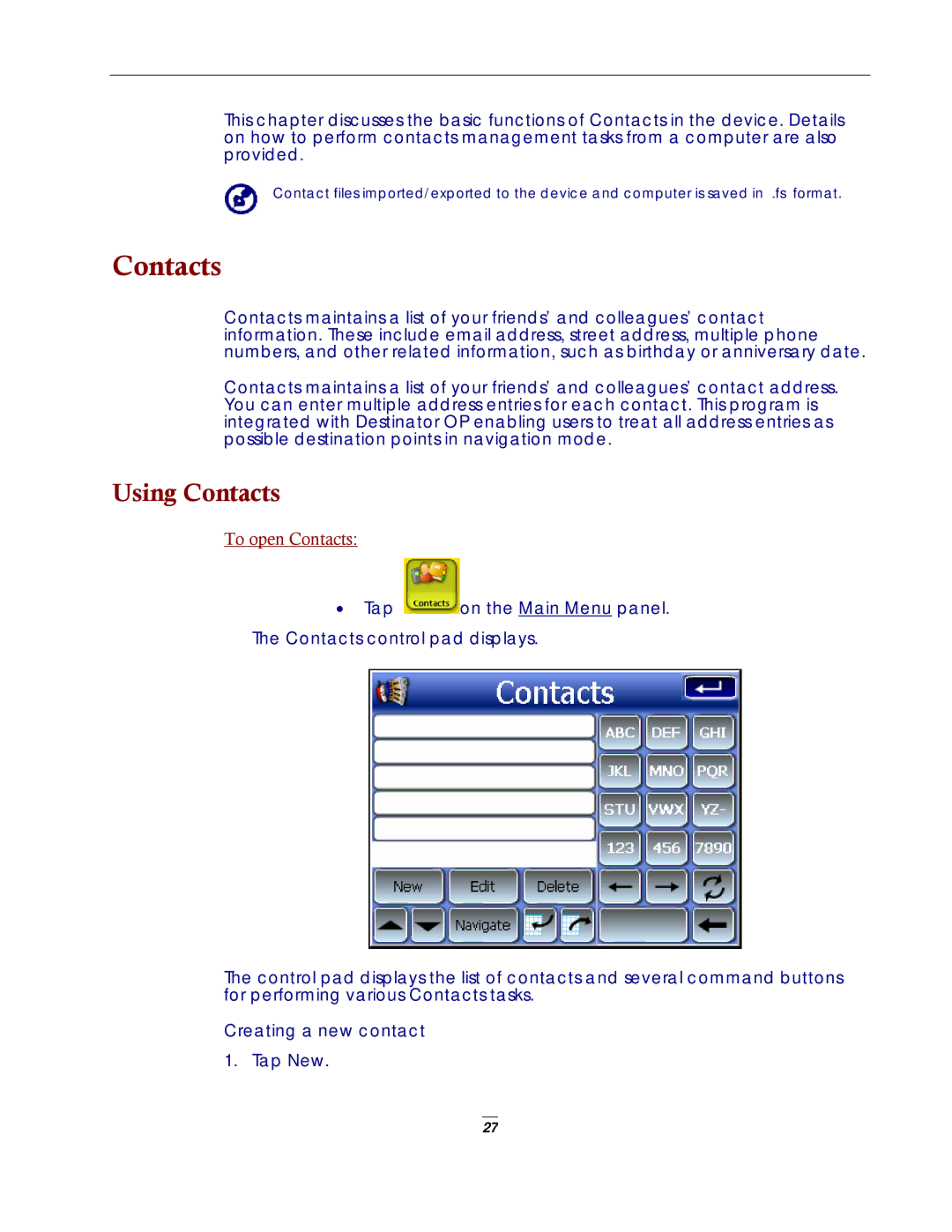 Directed Electronics NAV350 manual Using Contacts 