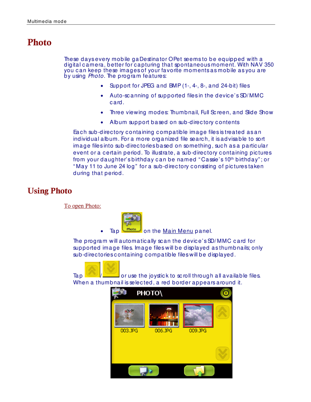 Directed Electronics NAV350 manual Using Photo 