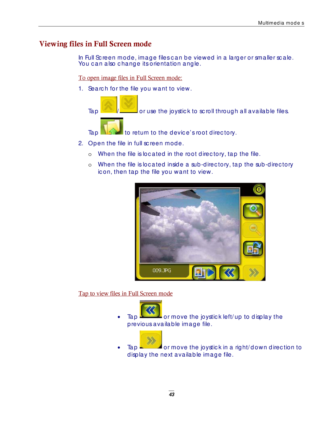 Directed Electronics NAV350 manual Viewing files in Full Screen mode 