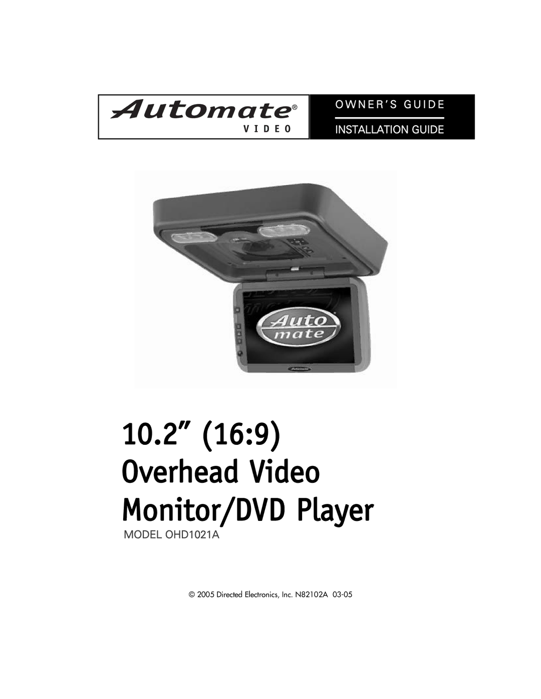 Directed Electronics manual 10.2 169 Overhead Video Monitor/DVD Player, Model OHD1021A 