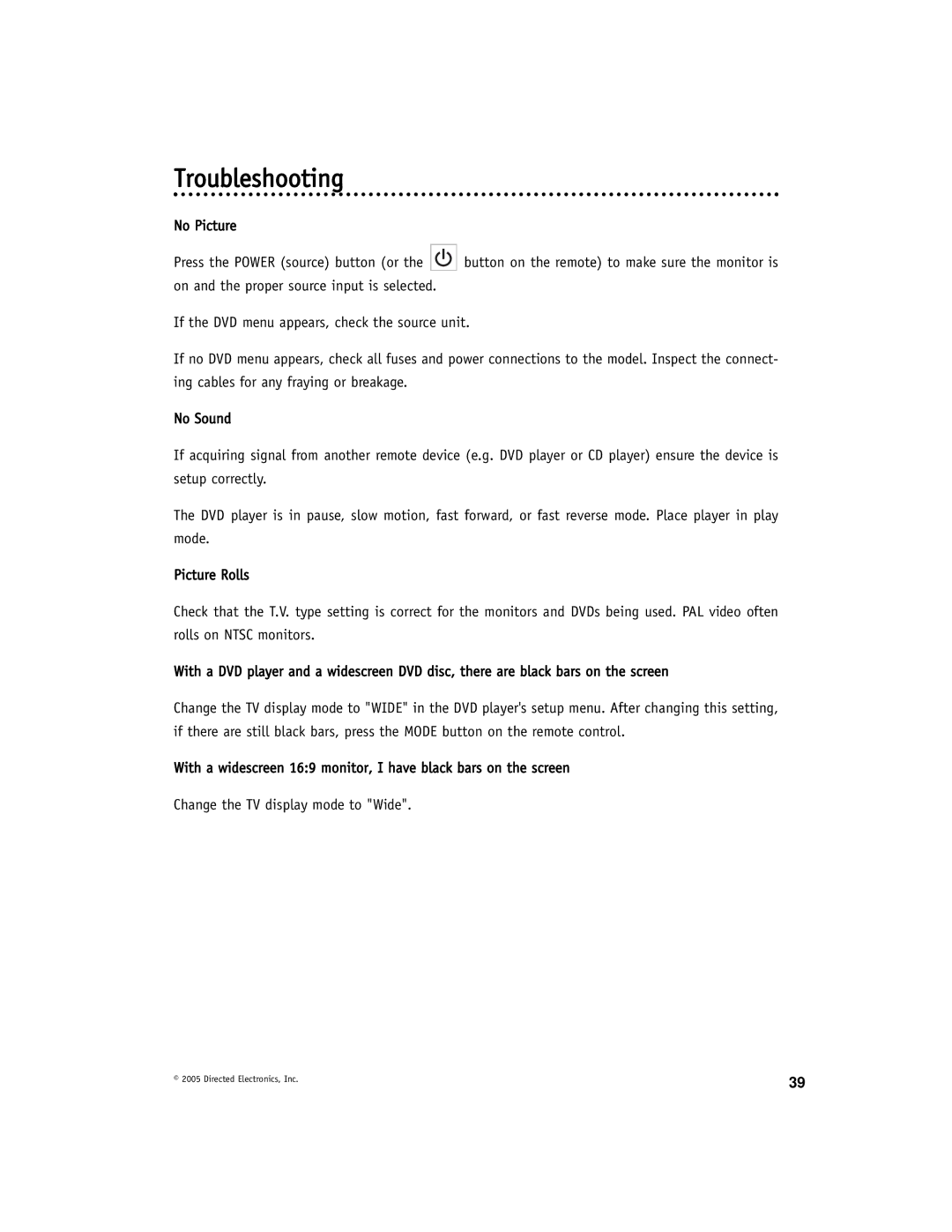 Directed Electronics OHD1021A manual Troubleshooting 