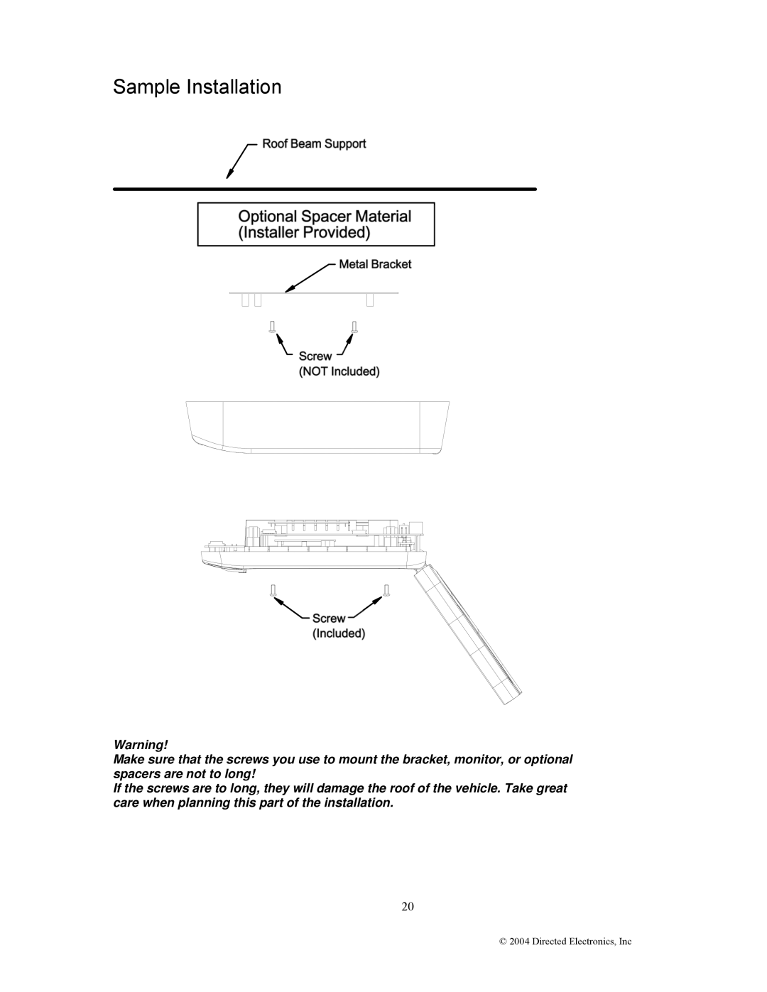 Directed Electronics OHD1502 manual Sample Installation 