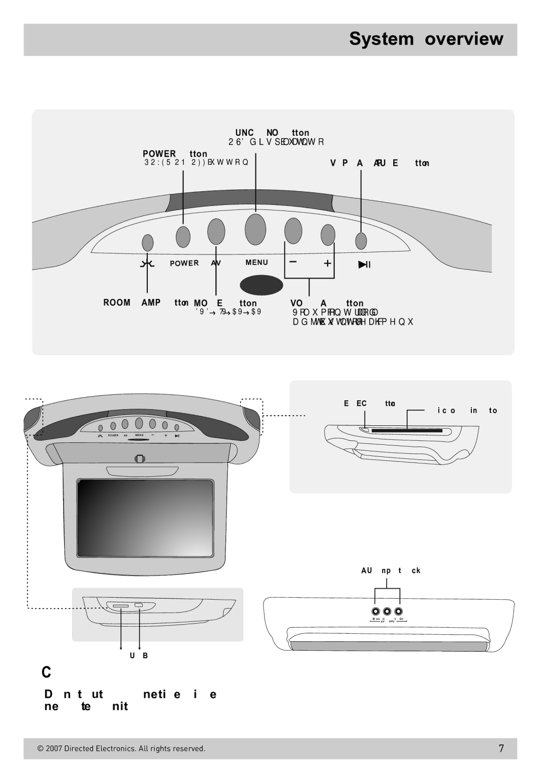 Directed Electronics OHD800B owner manual System overview, Dxwlrq 