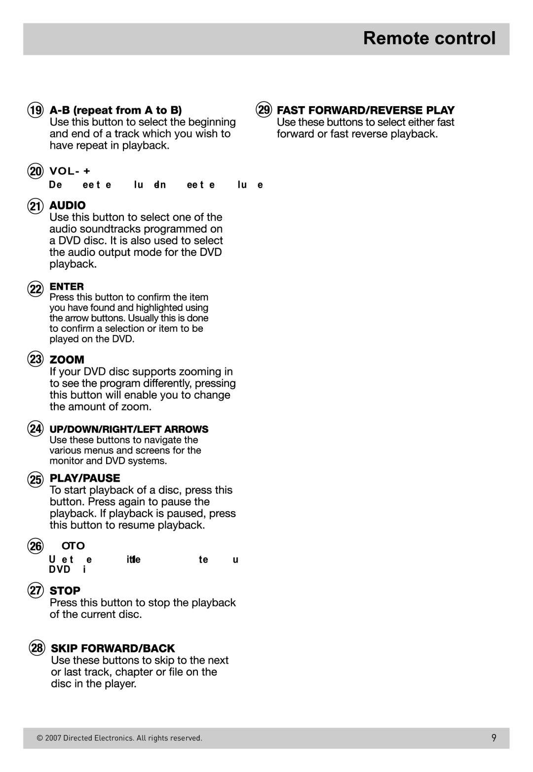 Directed Electronics OHD800B owner manual 92/EXWWRQ 