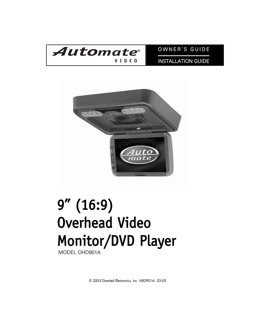 Directed Electronics manual Overhead Video Monitor/DVD Player, Model OHD901A 