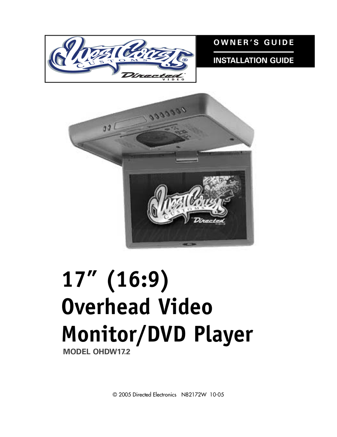 Directed Electronics manual 17 169 Overhead Video Monitor/DVD Player, Model OHDW17.2 