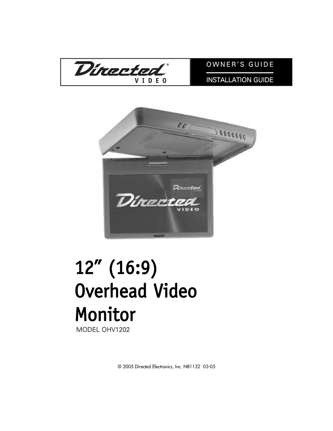 Directed Electronics OHV12202 manual 12 169 Overhead Video Monitor, Model OHV1202 