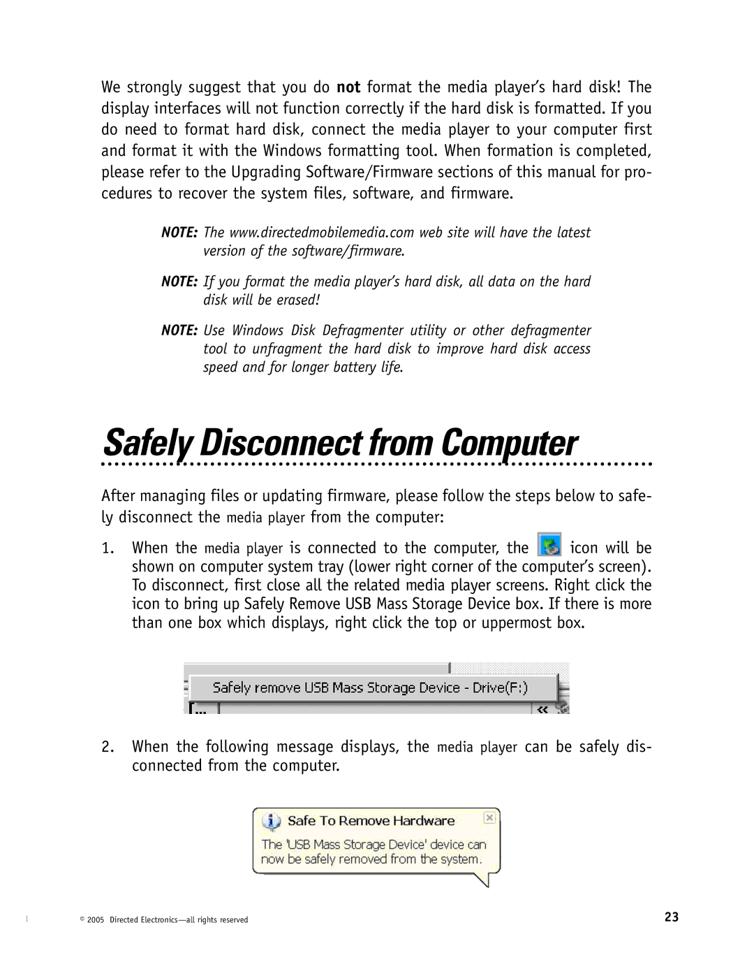 Directed Electronics OHV1021, OHV901, OHV1202 manual Safely Disconnect from Computer 