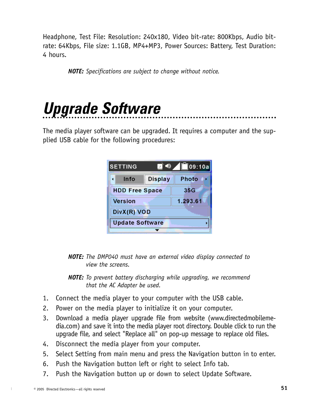 Directed Electronics OHV901, OHV1202, OHV1021 manual Upgrade Software 