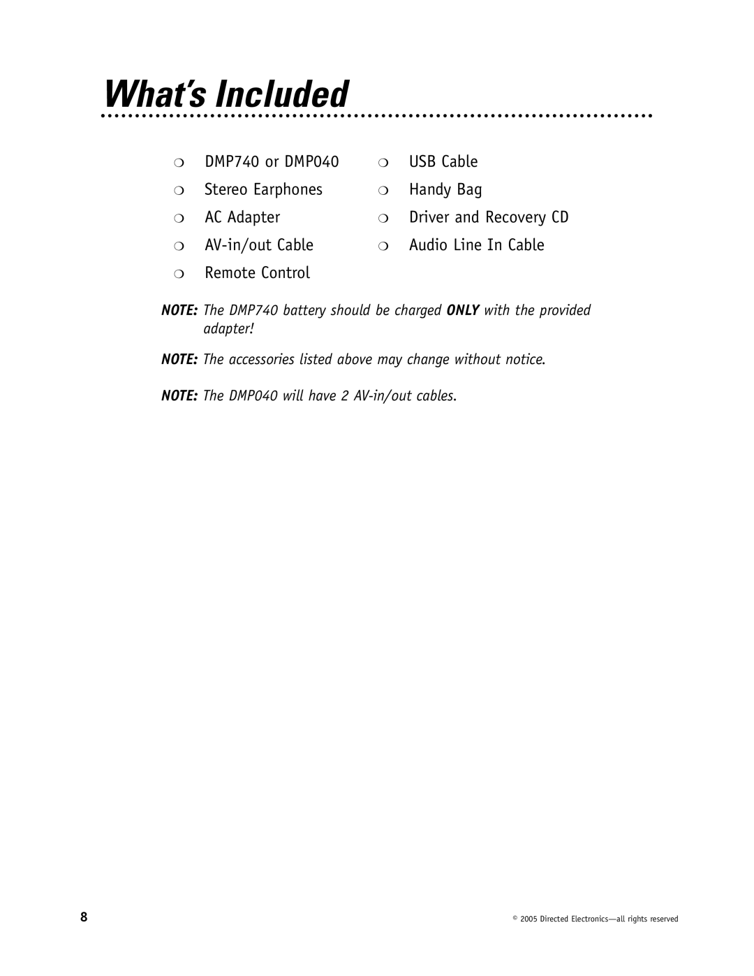 Directed Electronics OHV1021, OHV901, OHV1202 manual What’s Included 