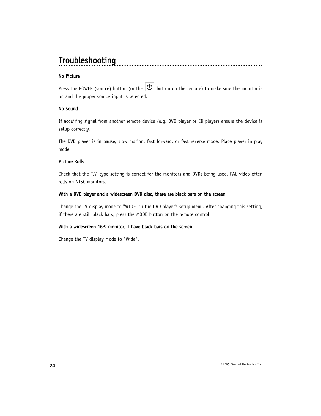 Directed Electronics OHV901A manual Troubleshooting 