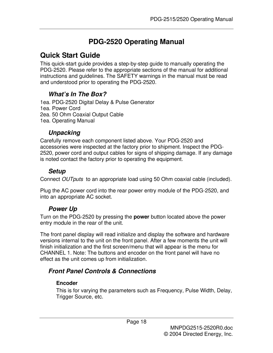 Directed Electronics PDG-2515/2520 manual PDG-2520 Operating Manual Quick Start Guide, What’s In The Box? 