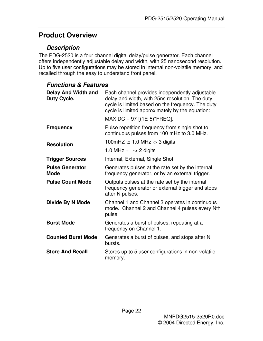 Directed Electronics PDG-2515/2520 manual Channel 1 and Channel 3 operates in continuous 