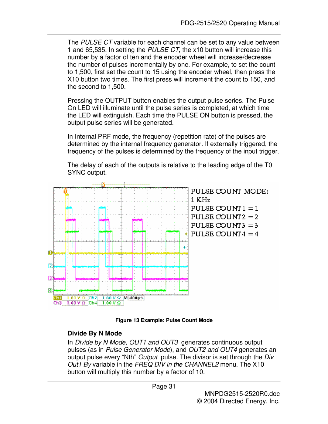 Directed Electronics PDG-2515/2520 manual Divide By N Mode 