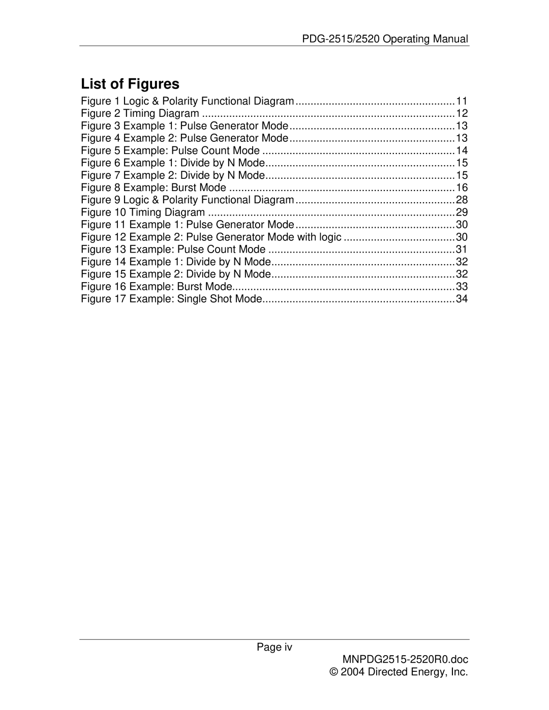 Directed Electronics PDG-2515/2520 manual List of Figures, Logic & Polarity Functional Diagram 