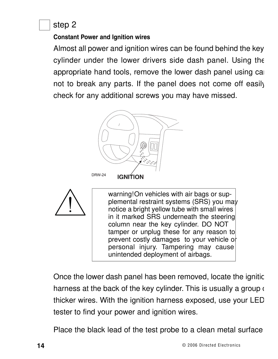 Directed Electronics Ready Remote manual Constant Power and Ignition wires 