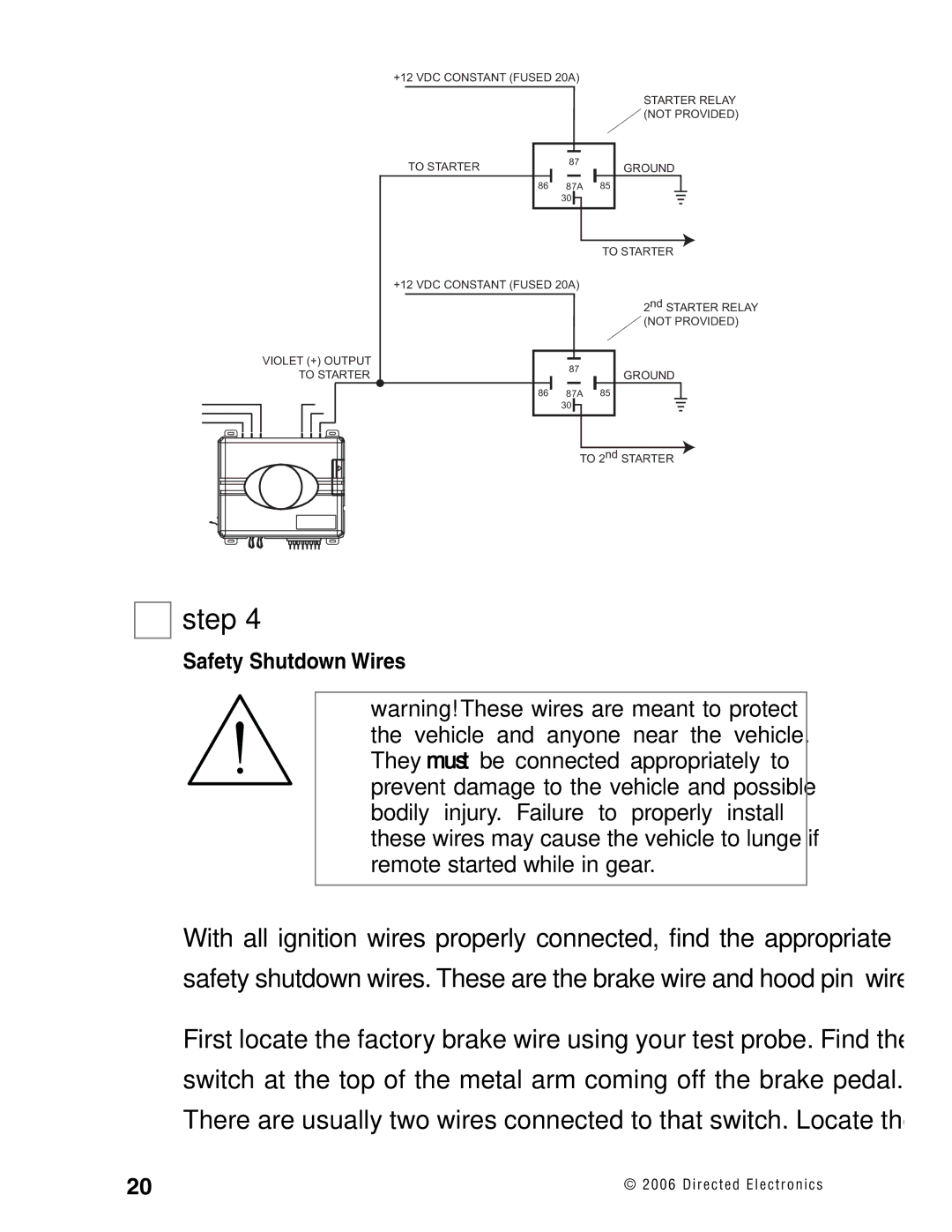 Directed Electronics Ready Remote manual Safety Shutdown Wires 