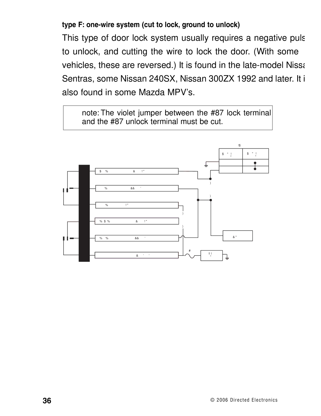 Directed Electronics Ready Remote manual Type F one-wire system cut to lock, ground to unlock 