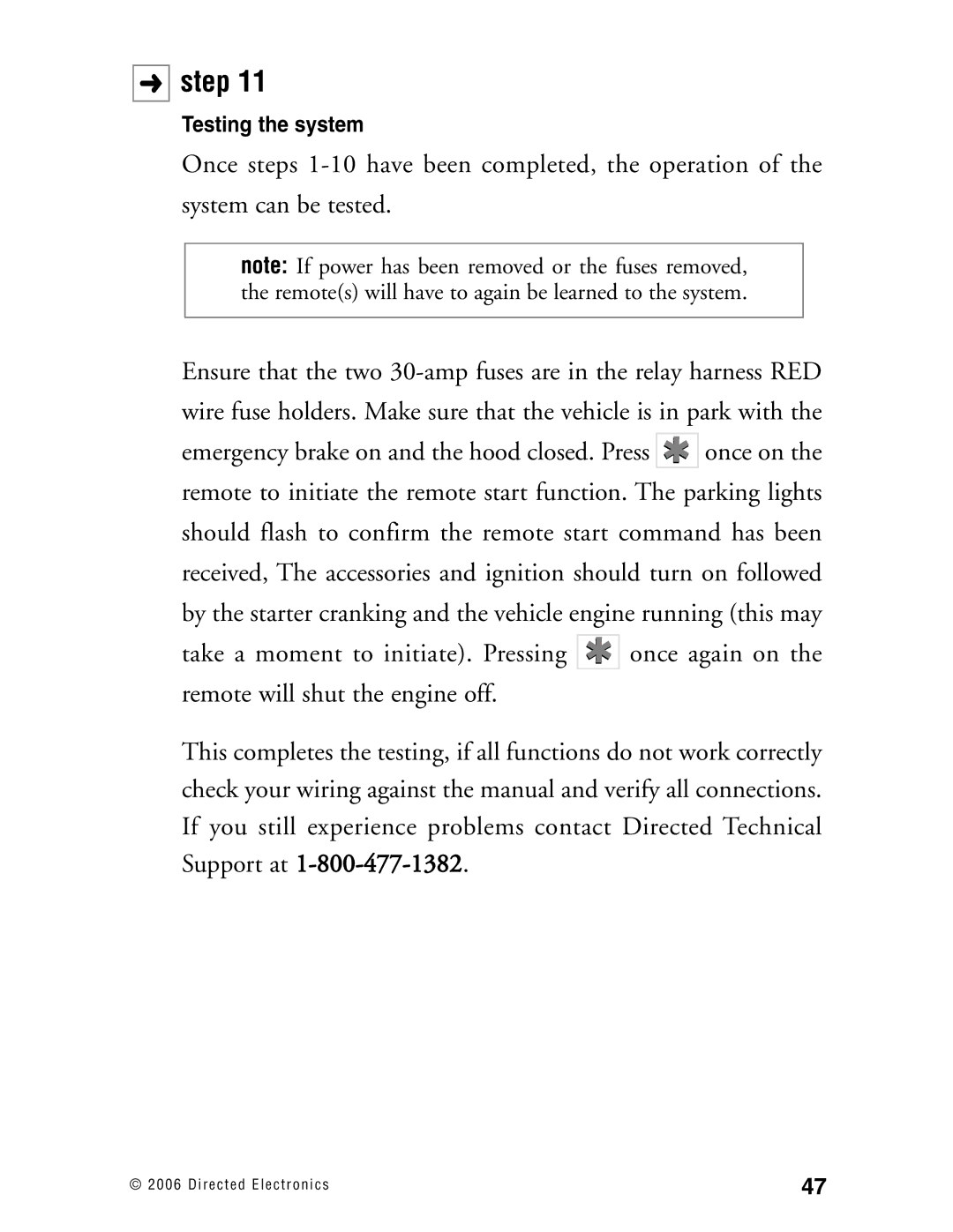 Directed Electronics Ready Remote manual Testing the system 