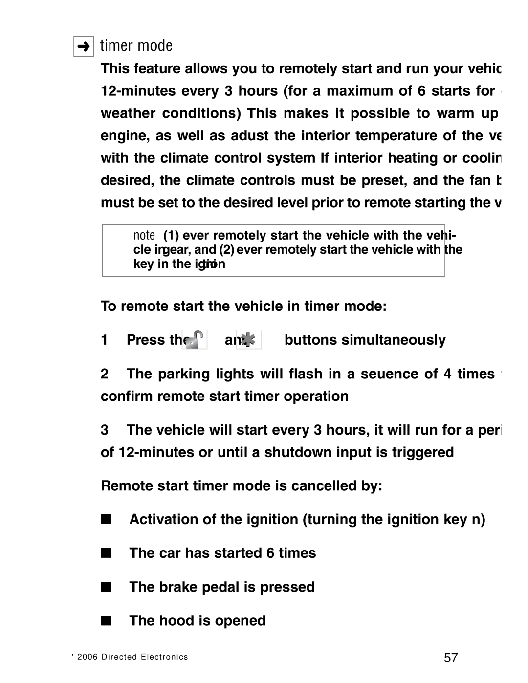 Directed Electronics Ready Remote manual Timer mode 