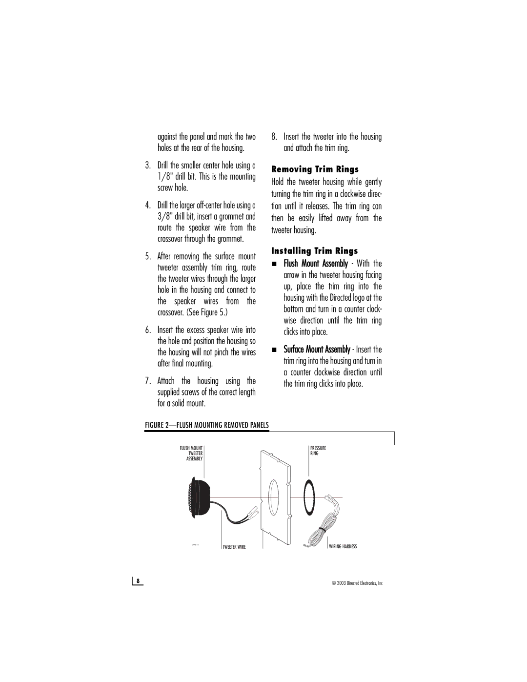 Directed Electronics s680 manual Removing Trim Rings, Installing Trim Rings 