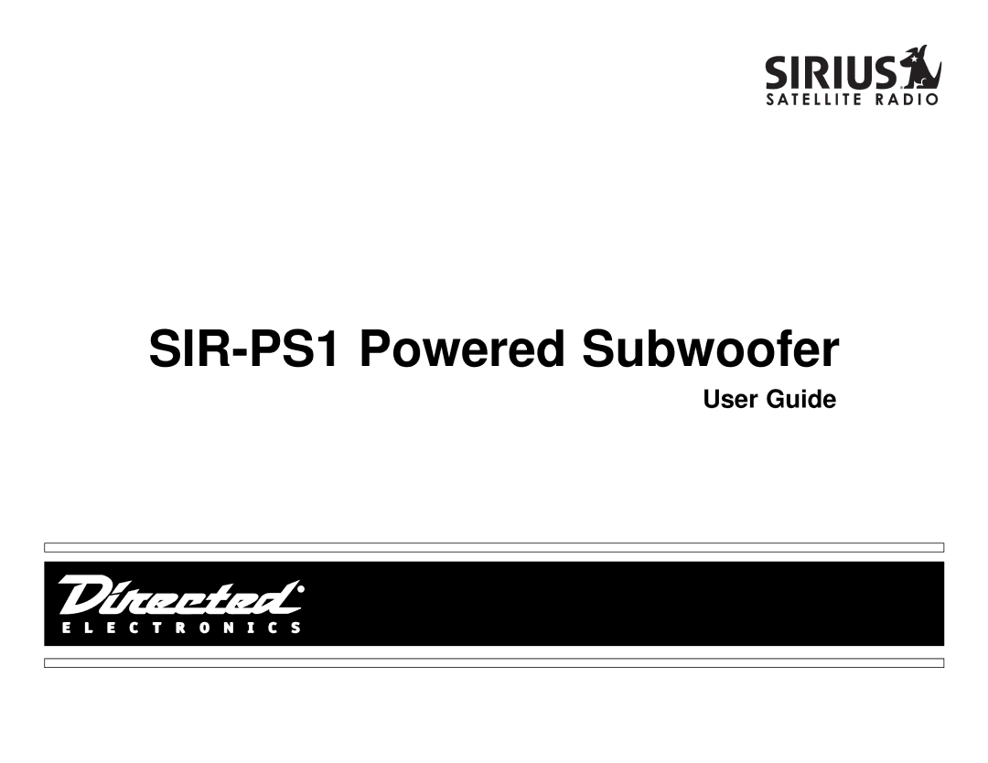 Directed Electronics manual SIR-PS1 Powered Subwoofer 