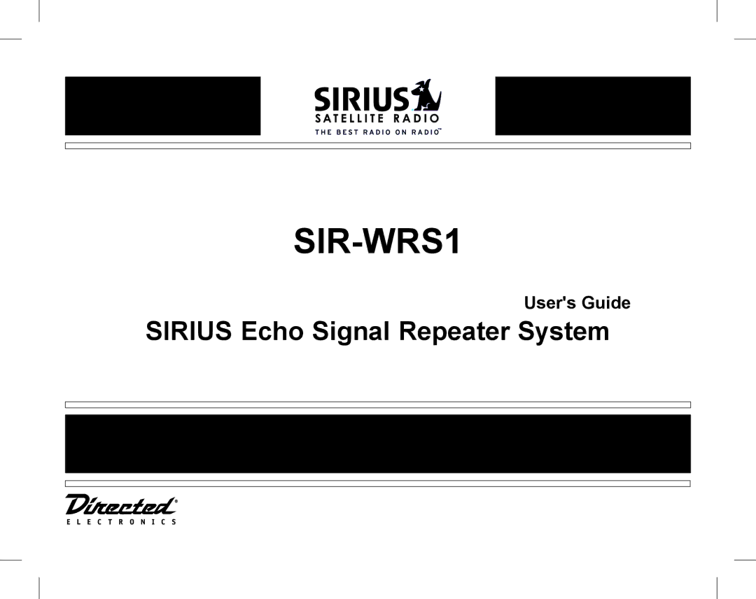 Directed Electronics SIR-WRS1 manual Users Guide 