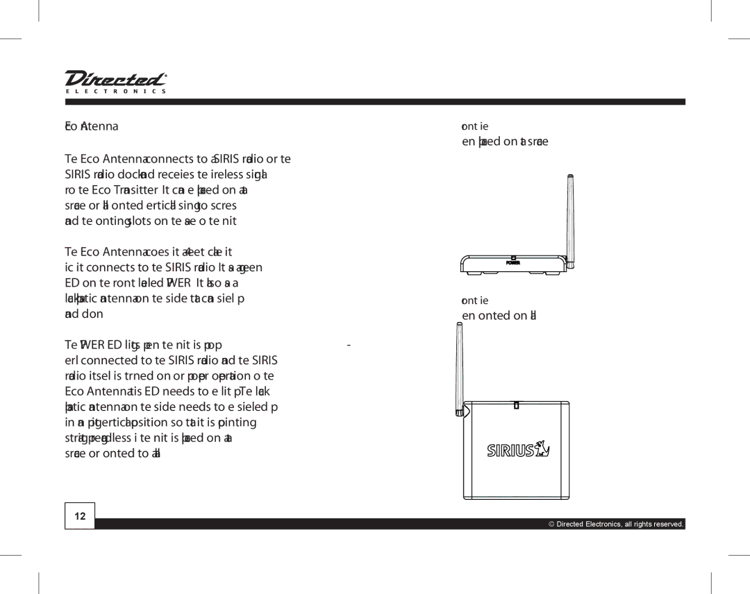 Directed Electronics SIR-WRS1 manual Echo Antenna 