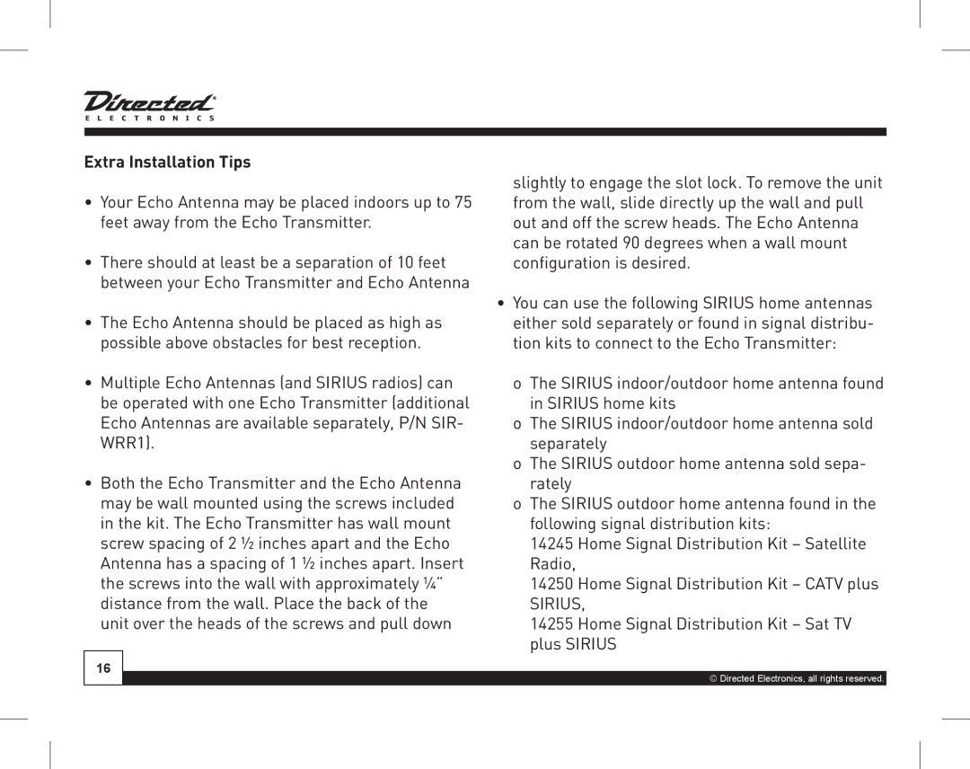 Directed Electronics SIR-WRS1 manual Extra Installation Tips 