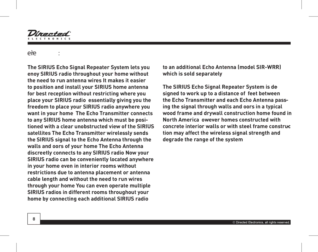 Directed Electronics SIR-WRS1 manual Overview 