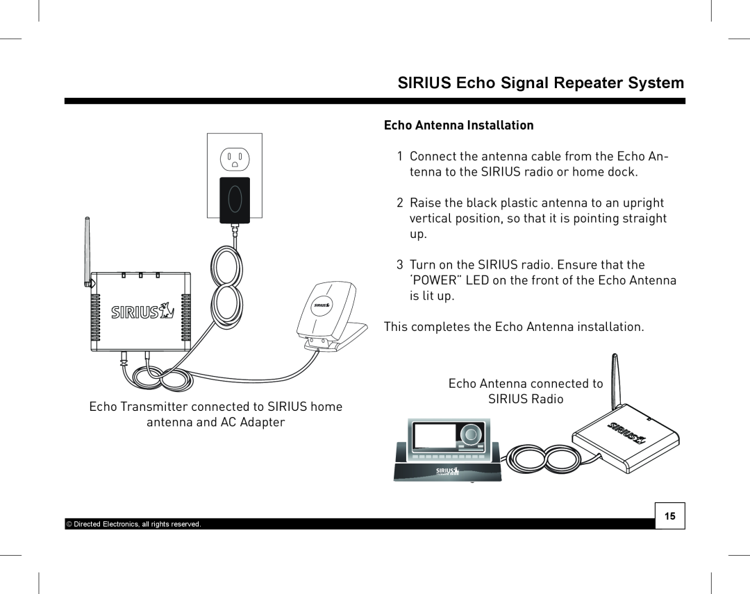 Directed Electronics SIR-WRS1 manual Echo Antenna Installation 