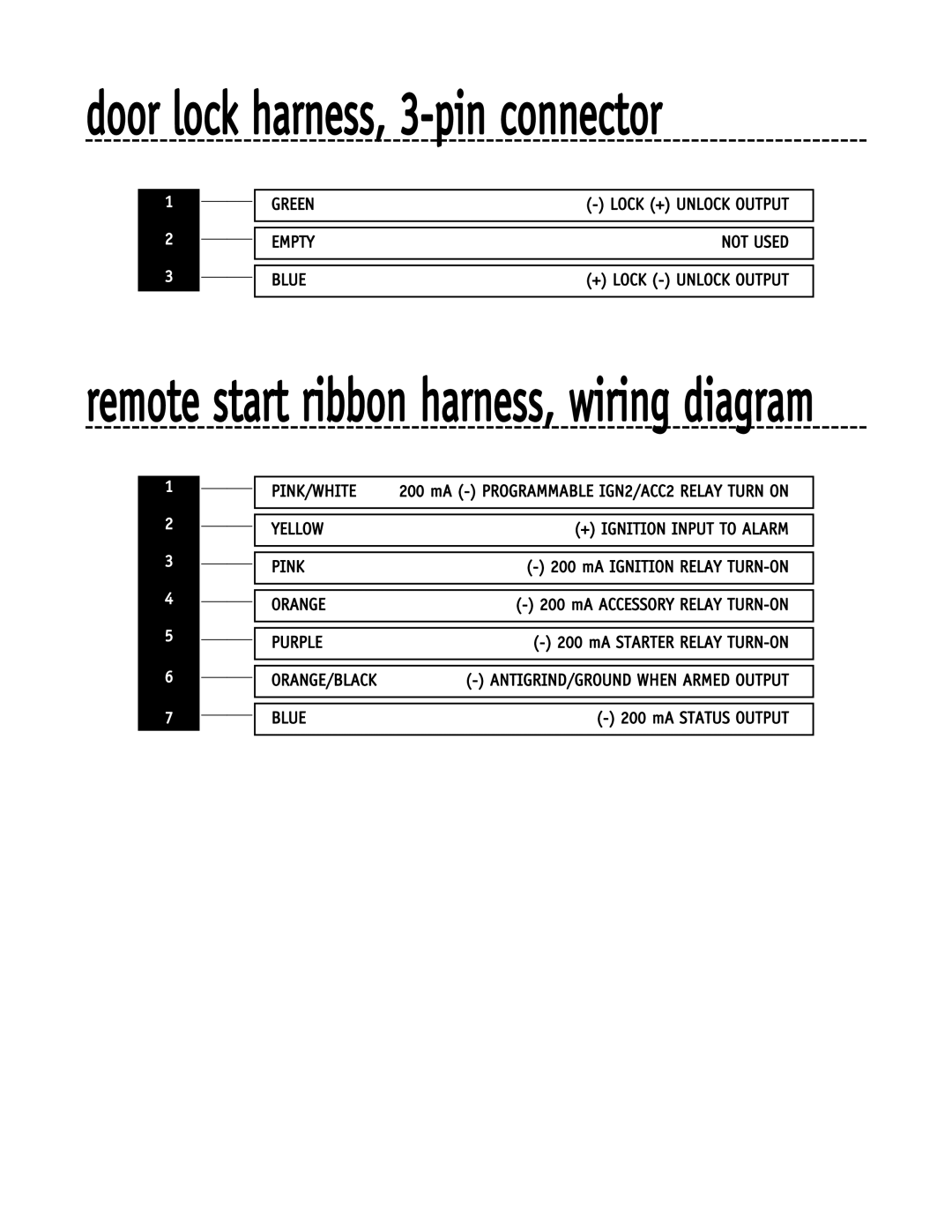 Directed Electronics SR6000 manual Door lock harness, 3-pin connector 