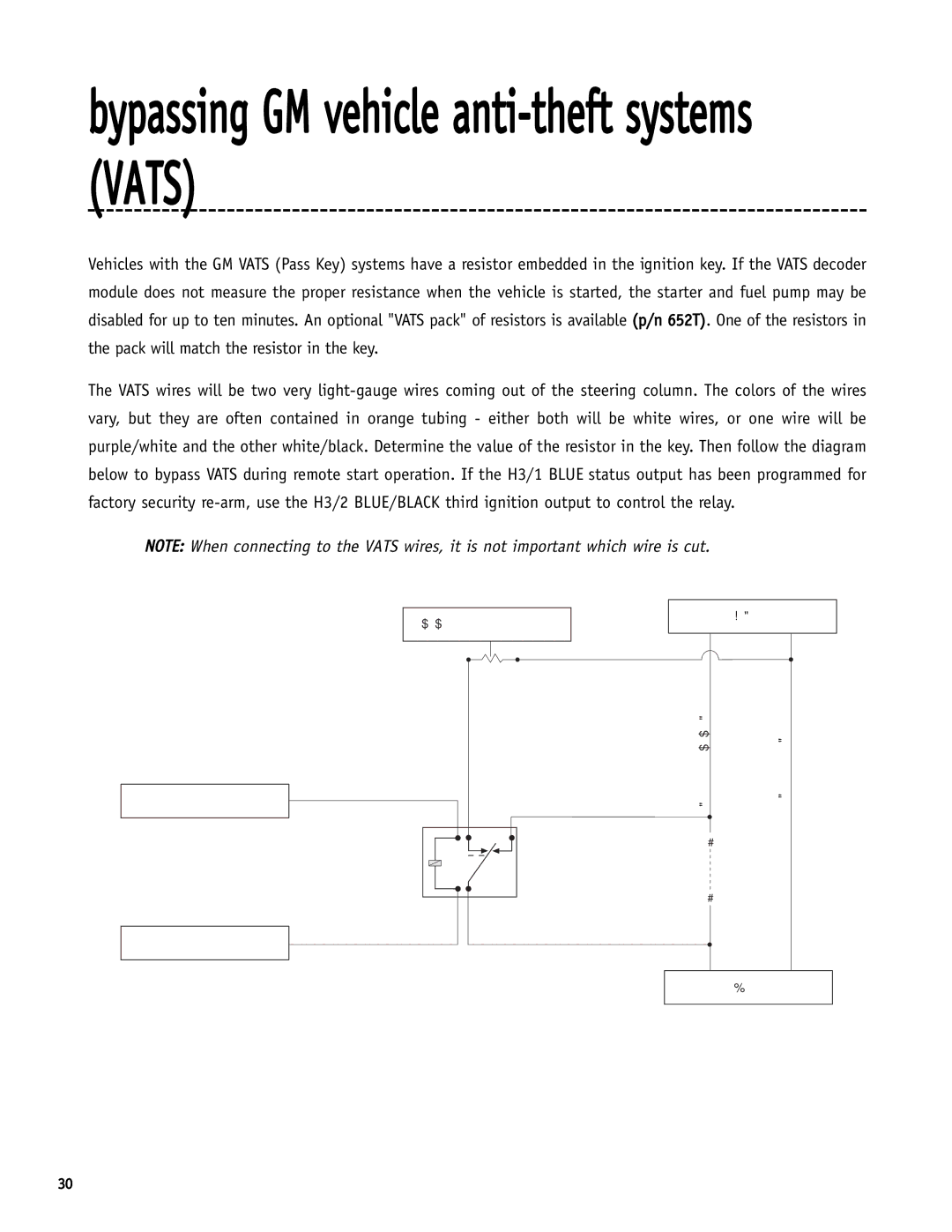 Directed Electronics SR6000 manual Bypassing GM vehicle anti-theft systems Vats 