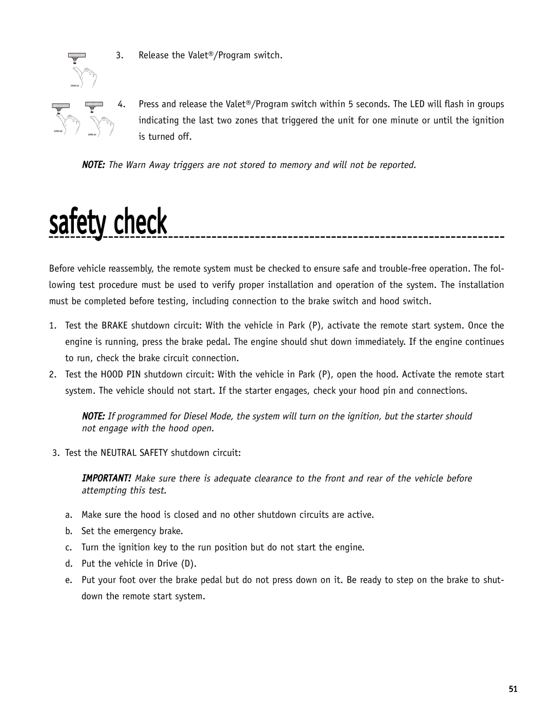 Directed Electronics SR6000 manual Safety check 