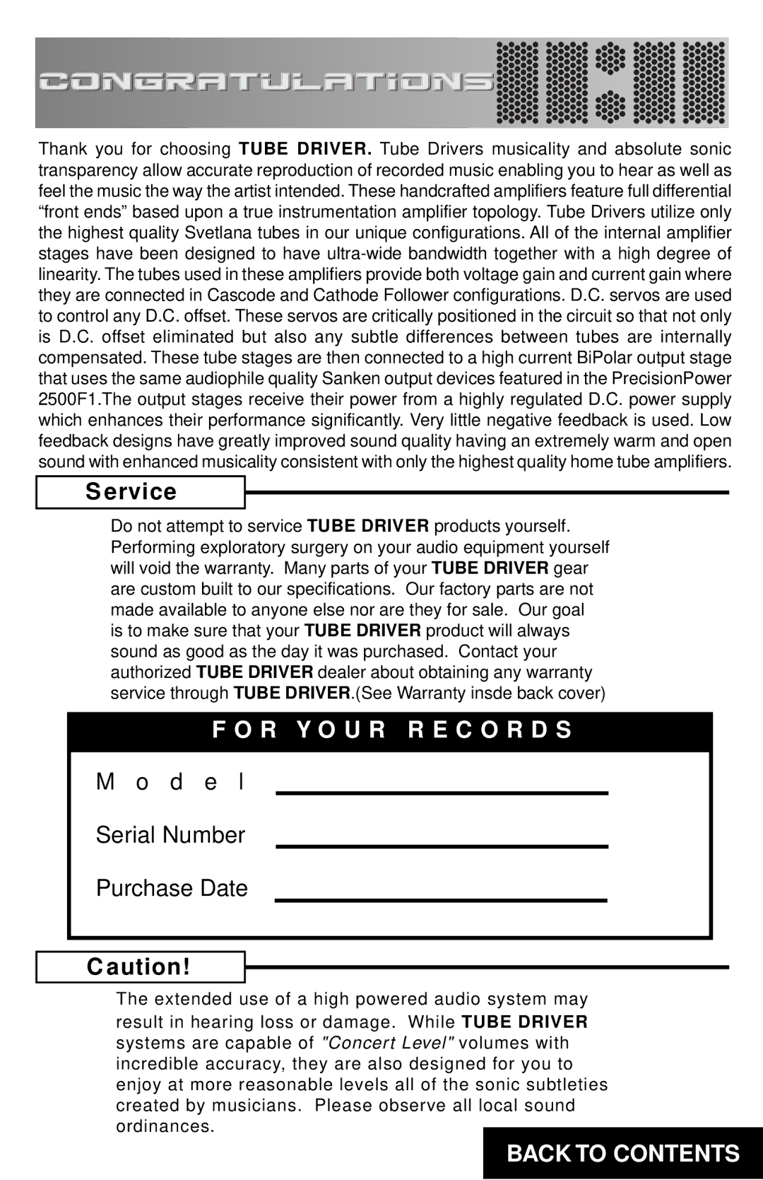 Directed Electronics TD275/2150 specifications R Y O U R R E C O R D S 