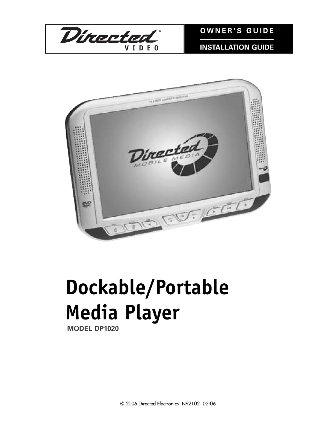 Directed Video DP1020 manual Dockable/Portable Media Player 