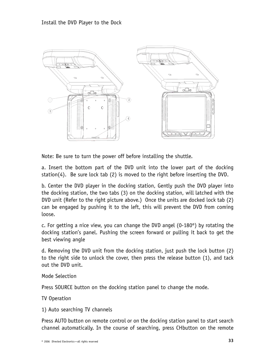 Directed Video DP1020 manual Directed Electronics-all rights reserved 